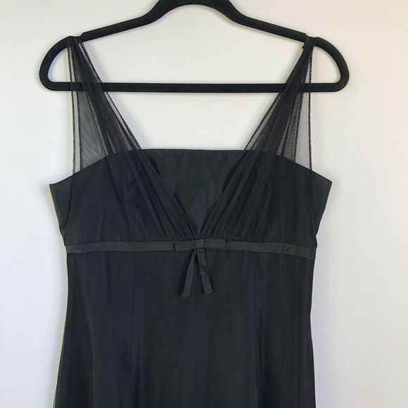 David's Bridal Black Tulle Midi Dress Empire Waist Whimsigoth Dark Fairy Size 10 - Picture 9 of 11